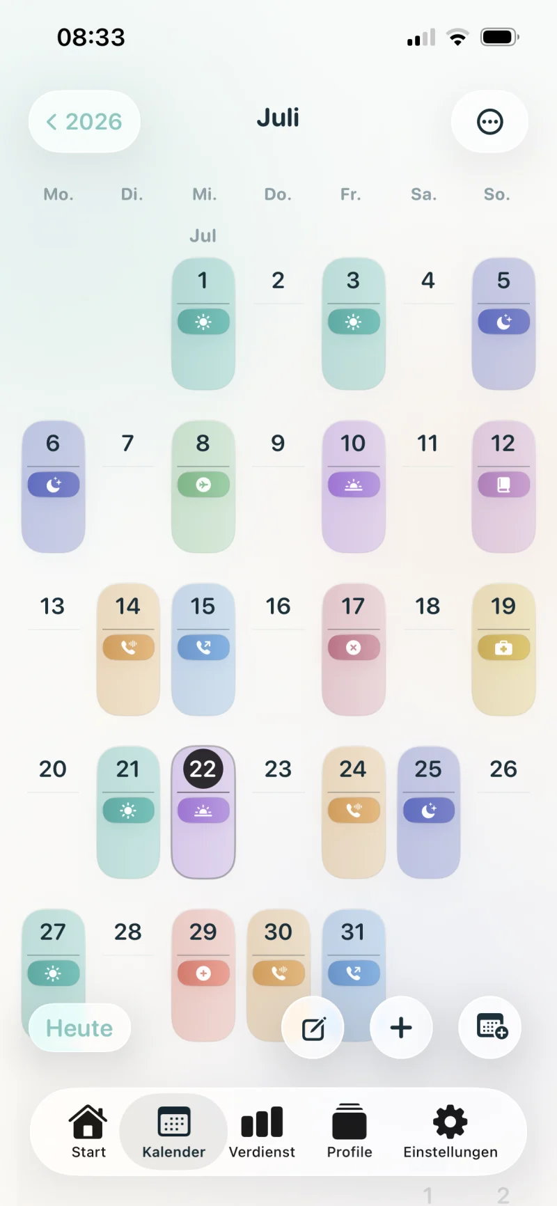 Schichtkalender auf Deutsch
