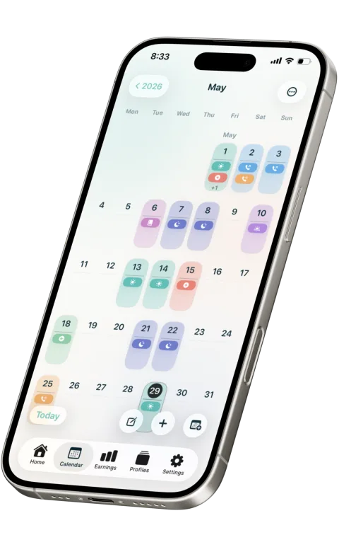 My Nurse Shift Planner monthly shift calendar and upcoming shift preview
