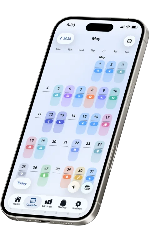 My Work Shift Planner monthly calendar and upcoming shifts preview
