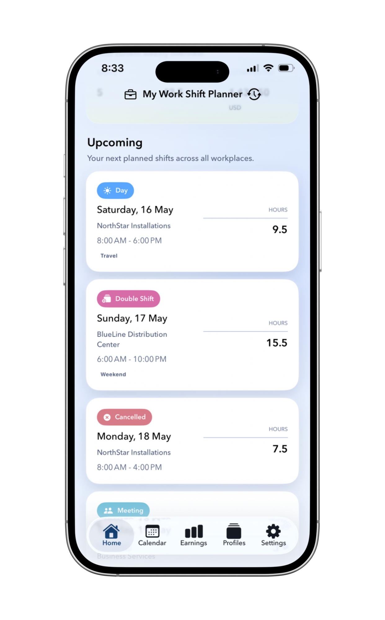 My Work Shift Planner pay and profile preview